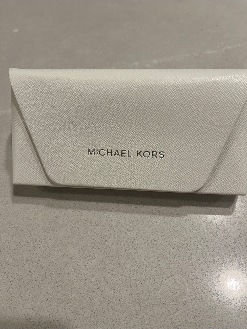 Michael Kors White Textured Eyeglass Case